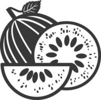 Kiwi fruit black and white illustration vector