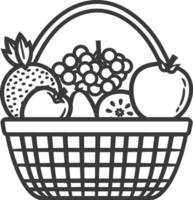 Fruit basket with fruit and vegetables illustration vector