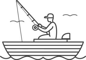 Line Drawing of a Fisherman in a Boat vector