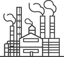 Line Drawing of a Factory with Smoke Stacks and Buildings vector