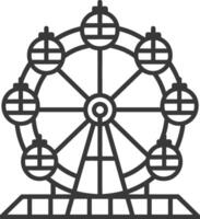 Line Drawing of a Ferris Wheel With Seven Gondolas vector