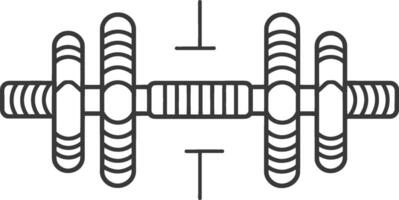 Line drawing of a dumbbell with a straight barbell vector
