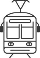 Line drawing of a front view of a tram vector