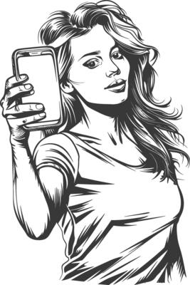 A woman taking a selfie with her phone