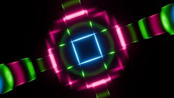 Vibrant geometric shapes pulsating to the beat in a dynamic light display video