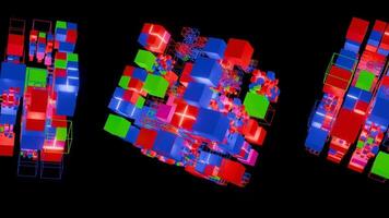 Dynamic colorful geometric shapes transforming in an abstract space video