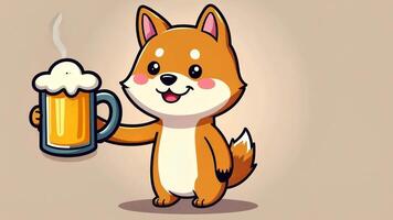 Adorable Shiba Inu Puppy Enjoying a Frothy Beer video