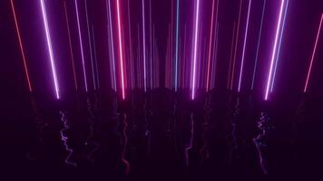 Illuminated Symphony A Neon Journey through Vertical Light Beams and Reflective Waves video