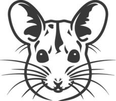 A black and white drawing of a mouse's head vector