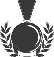 Black and white medal with laurel wreath vector