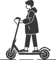 A man riding a scooter on a white background vector