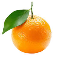 Fresh Orange with Green Leaves Cutout on Transparent Background png