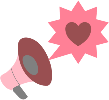Illustration of a minimalist heart-shaped megaphone announcement png
