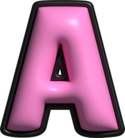 Pink 3D Bubble Inflate Letter Alphabet A png