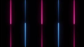 Abstract Neon Glowing Light red and blue rays animation on black background, Neon Light Technology animation. video
