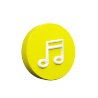 Music icon note 3d render white and yellow color png