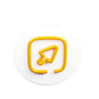 3D render cursor symbol with yellow and white color png