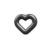 3D Render of black heart icon symbol png