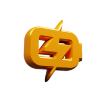 3D render lightning bolt yellow icon png