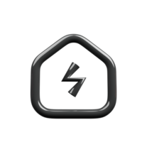 3D render icon house with a lightning bolt png