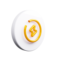 3D Render of Thunder bolt icon symbol png