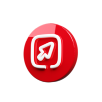 Red and white 3D Render cursor icon png