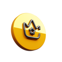 3D render crown icon symbol png