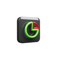 A green and red button pie cart 3D render icon png