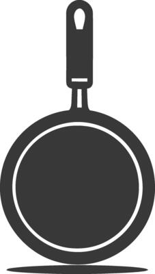A frying pan icon on a white background