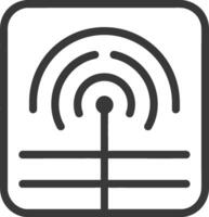 A black and white icon of a wifi signal vector