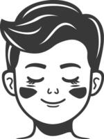 A boy with closed eyes and a smile vector