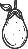 A pear is shown in a black and white drawing vector