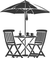 Outdoor table and chairs with umbrella vector