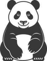 A panda bear sitting on the ground with its paws crossed vector