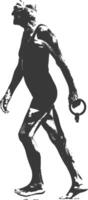 A silhouette of a man walking with a ring vector