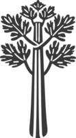 A black and white illustration of a tree vector