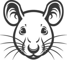 A black and white rat head on a white background vector