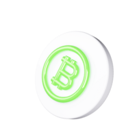 A green bitcoin logo on a white button png