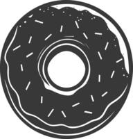 A black and white illustration of a donut vector