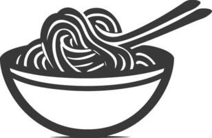 A black and white illustration of noodles in a bowl vector