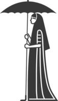 A woman in a veil holding an umbrella vector