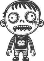 A cartoon zombie boy with a black and white background vector