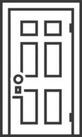 A black and white illustration of a door vector