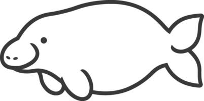 A black and white drawing of a manatee vector