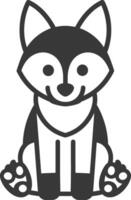 A black and white illustration of a fox vector
