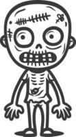A cartoon zombie with a skeleton face vector