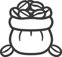Coffee beans in a bag icon vector