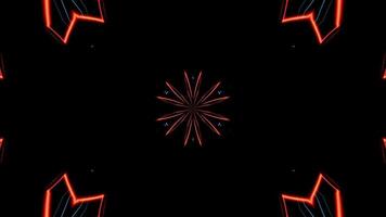 Vibrant kaleidoscope patterns dancing through dark space for immersive VJ loop video