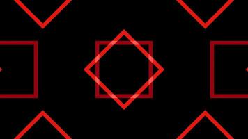 Red neon square kaleidoscope in a seamless loop. video