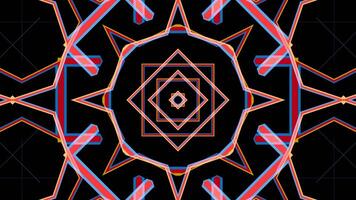 Neon kaleidoscope on a black background in a seamless loop. video